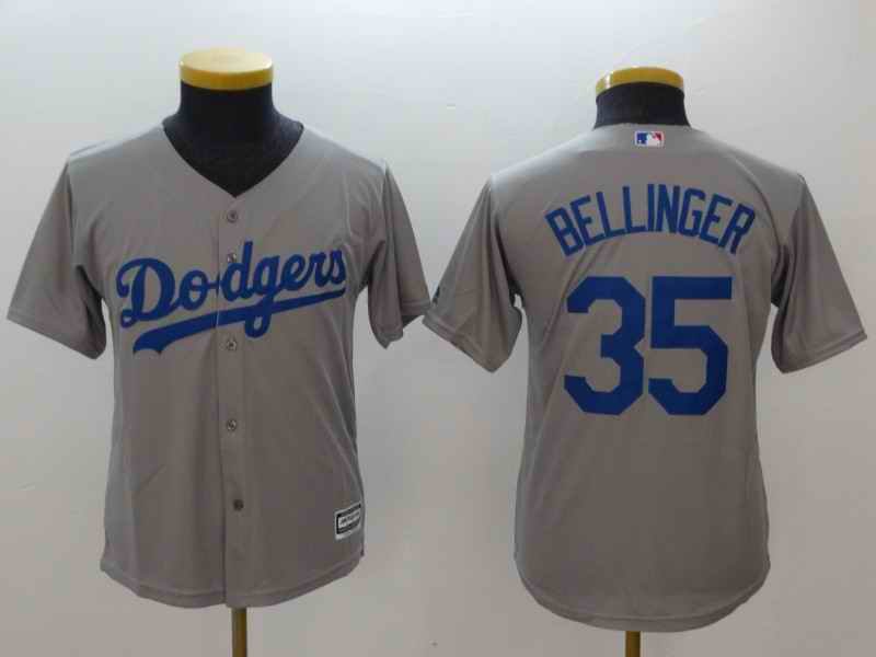 Youth Los Angeles Dodgers #35 Cody Bellinger Gray Cool Base Stitched MLB Jersey