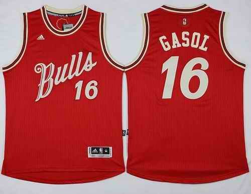 Bulls #16 Pau Gasol Red 2015-2016 Christmas Day Stitched NBA Jersey