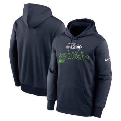 Men's Seattle Seahawks Navy Performance Pullover Hoodie