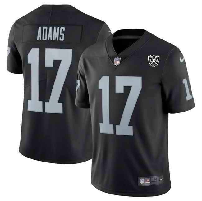 Men's Las Vegas Raiders #17 Davante Adams Black 2024 65th Anniversary Patch Vapor Stitched Football Jersey