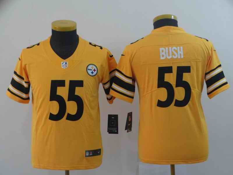 Youth Pittsburgh Steelers #55 Devin Bush 2019 Gold Inverted Legend Stitched NFL Jersey