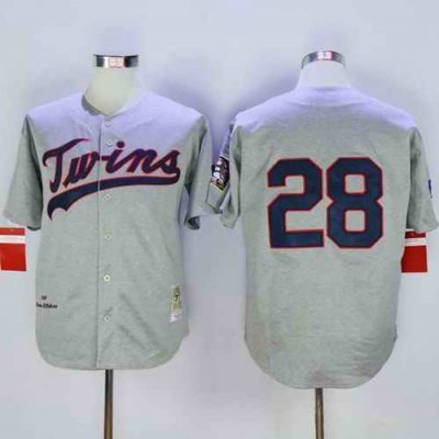 Mitchell And Ness 1969 Twins #28 Bert Blyleven Grey Throwback Stitched MLB Jersey