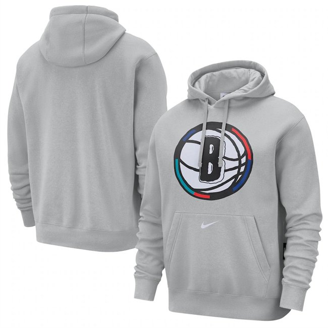 Men's Brooklyn Nets Silver 2024/25 City Edition Essential Club Pullover Hoodie