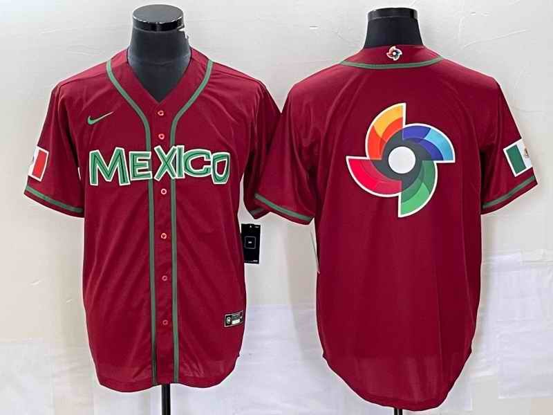 Men's Mexico Baseball 2023 Red World Baseball Classic Team Big Logo Stitched Jersey