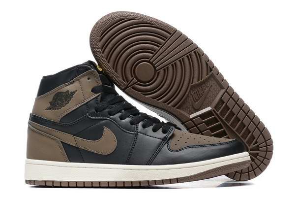 Men's Running Weapon Air Jordan 1 Black/Brown Shoes 0441