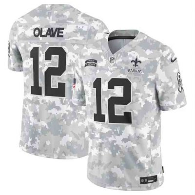 Men's New Orleans Saints #12 Chris Olave 2024 F.U.S.E Arctic Camo Salute to Service Limited Stitched Football Jersey