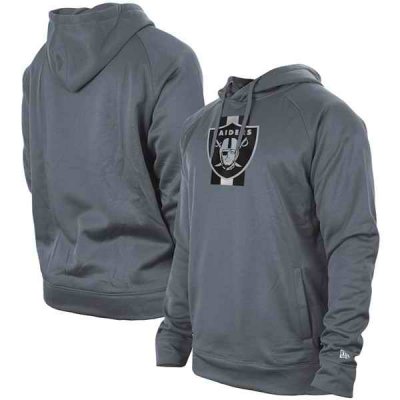 Men's Las Vegas Raiders Gray New Era Training Camp Raglan Pullover Hoodie