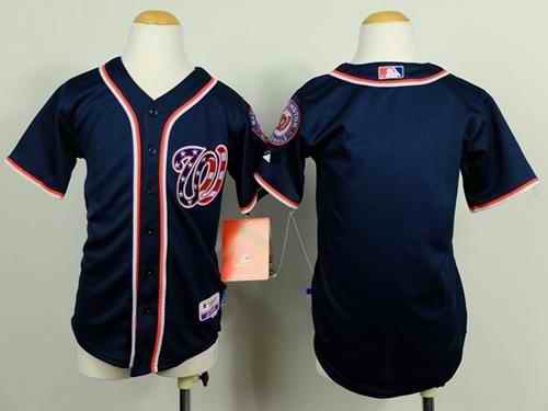 Nationals Blank Blue Cool Base Stitched Youth MLB Jersey