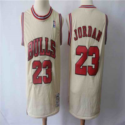 Men's Chicago Bulls #23 Michael Jordan Cream Hardwood Classics Stitched Jersey