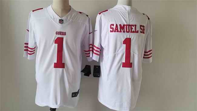 Men's San Francisco 49ers #1 Deebo Samuel SR White Vapor Untouchable Limited Stitched Football Jersey