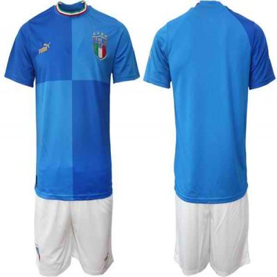 Men's Italy Custom Blue Home Soccer Jersey Suit