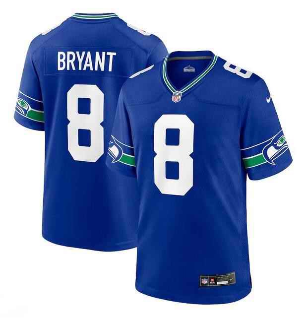 Men's Seattle Seahawks #8 Coby Bryant Royal Throwback Player Stitched Game Jersey