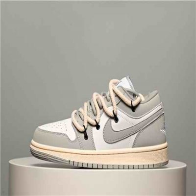 Women's Running Weapon Air Jordan 1 Low Grey/White Shoes 0369