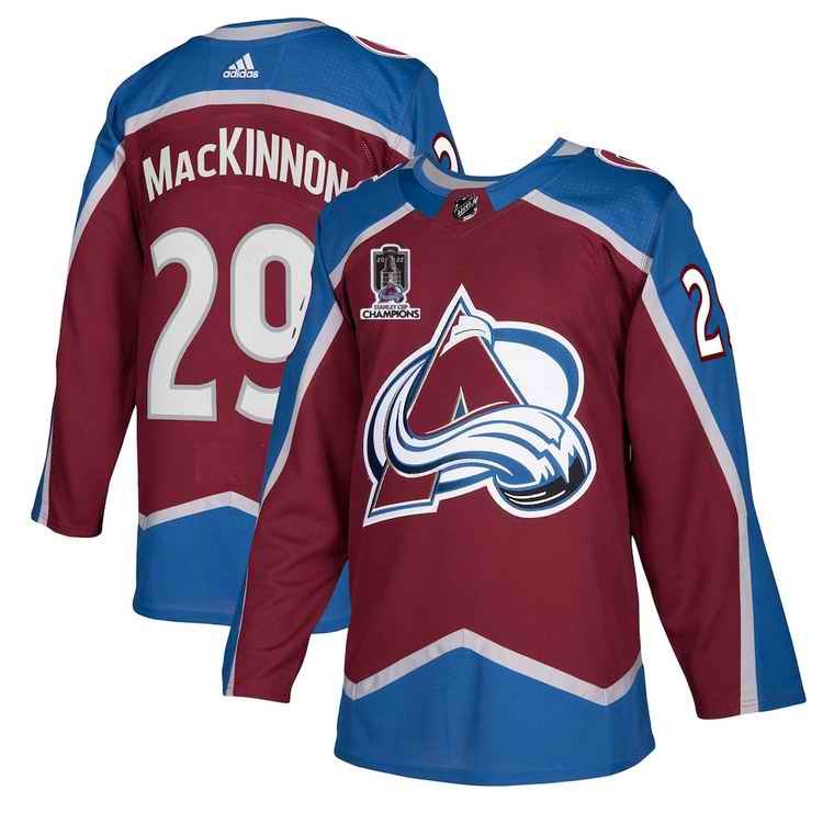 Youth Colorado Avalanche #29 Nathan MacKinnon 2022 Burgundy Stanley Cup Champions Patch Stitched Jersey