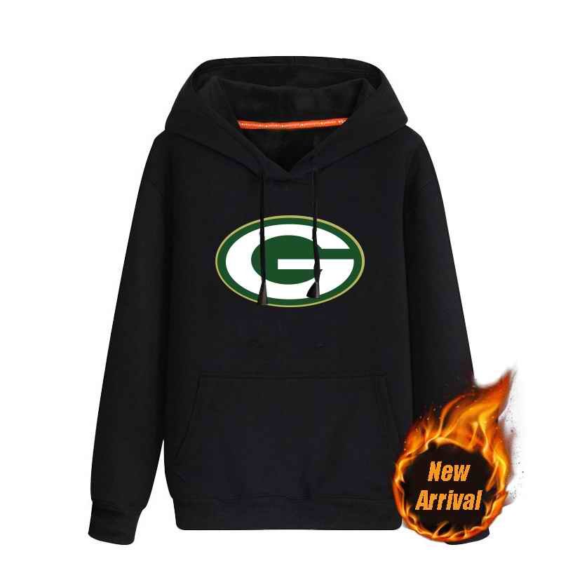 Men's Green Bay Packers Black 70'cotton 30'polyester Cashmere Thickening version NFL Hoodie