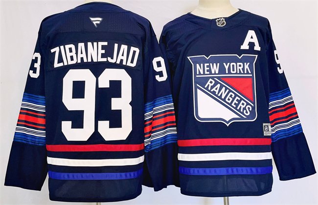 Men's New York Rangers  #93 Mika Zibanejad Navy 2024-25 Stitched Jersey