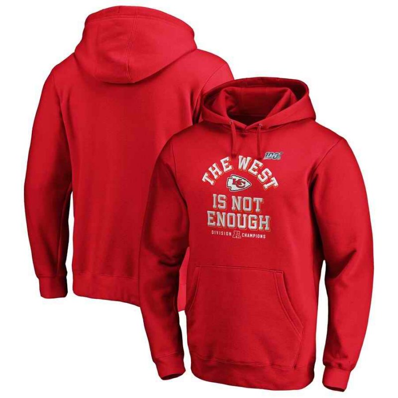 Men's Kansas City Chiefs Red 2019 AFC West Division Champions Cover Two Pullover Hoodie