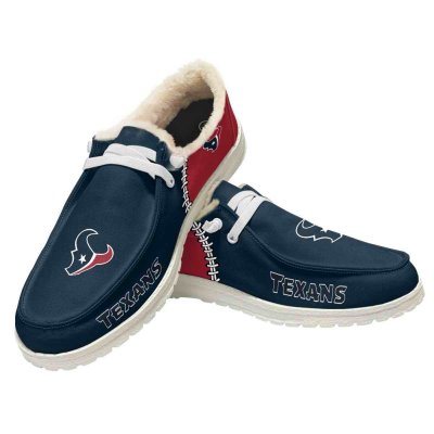 Women's Houston Texans Loafers Lace Up Fuzzy Lined Shoes 002 (Pls check description for details)