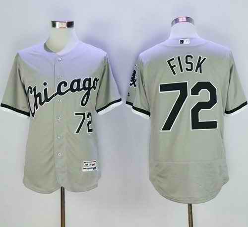 White Sox #72 Carlton Fisk Grey Flexbase Authentic Collection Stitched MLB Jersey