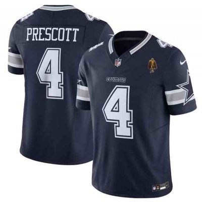 Men's Dallas Cowboys #4 Dak Prescott Navy 2023 F.U.S.E. With Walter Payton Patch Vapor Limited Stitched Football Jersey