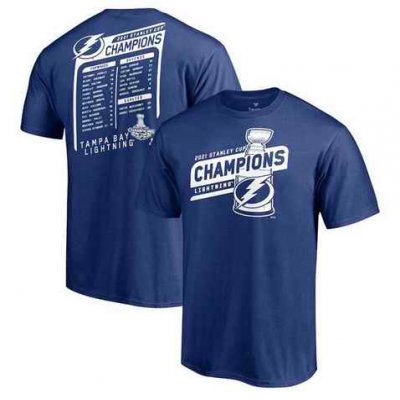 Men's Tampa Bay Lightning 2021 Blue Stanley Cup Champions Pepper Pot T-Shirt