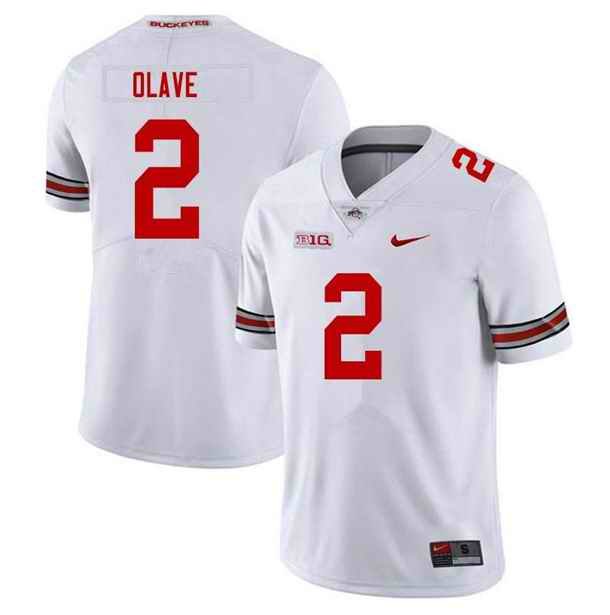 Men's Ohio State Buckeyes #2 Chris Olave White Stitched Jersey