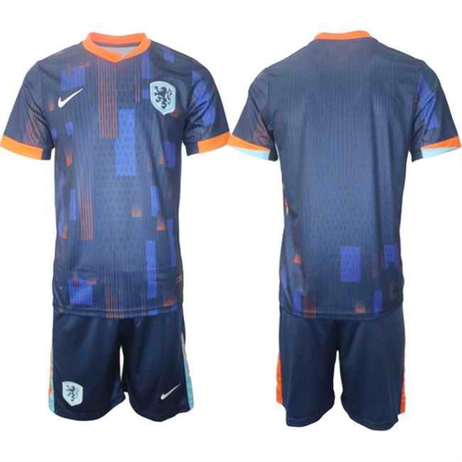 Men's Netherlands Custom Navy 2024-25 Away Soccer Jersey Suit