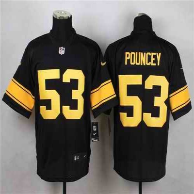 Nike Steelers #53 Maurkice Pouncey Black(Gold No.) Men's Stitched NFL Elite Jersey