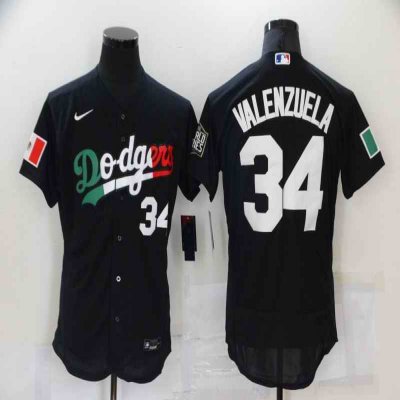 Men's Los Angeles Dodgers #34 Toro Valenzuela Black World Series Stitched Jersey