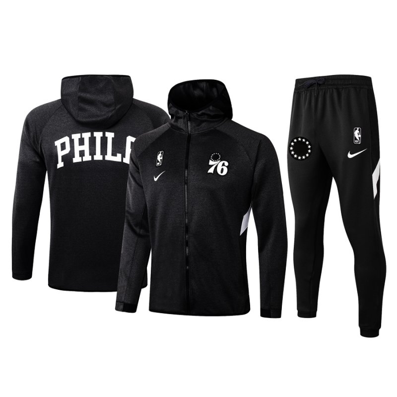 Men's Philadelphia 76ers Black Warmup Hoodiesuit