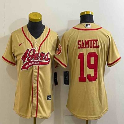 Youth San Francisco 49ers #19 Deebo Samuel Gold With Patch Cool Base Stitched Baseball Jersey