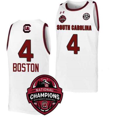 Men's South Carolina Fighting Gamecocks #4 Aliyah Boston White Stitched Jersey