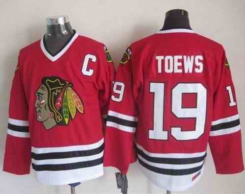 Blackhawks #19 Jonathan Toews Red CCM Throwback Stitched NHL Jersey