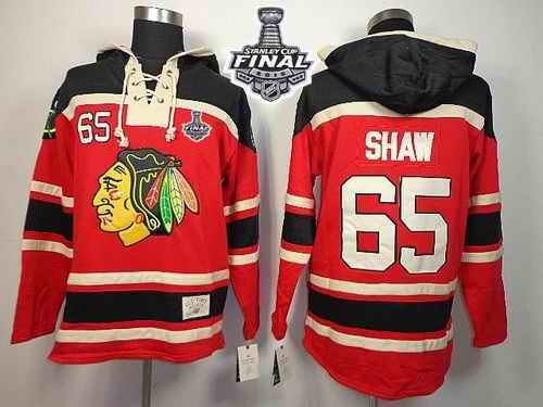 Blackhawks #65 Andrew Shaw Red Sawyer Hooded Sweatshirt 2015 Stanley Cup Stitched NHL Jersey