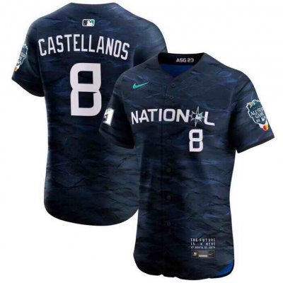 Men's Philadelphia Phillies #8 Nick Castellanos Royal 2023 All-star Flex Base Stitched Baseball Jersey