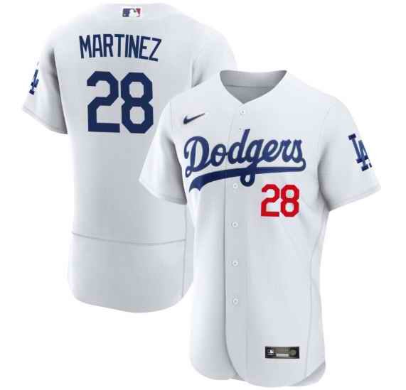 Men's Los Angeles Dodgers #28 J.D. Martinez White Flex Base Stitched Baseball Jersey