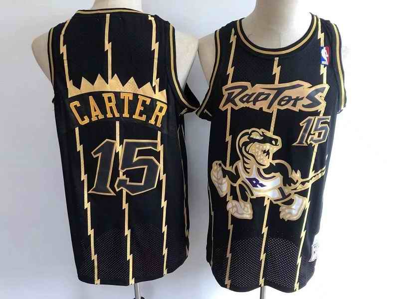 Men's Toronto Raptors #15 Vince Carter Black Throwback Stitched Jersey