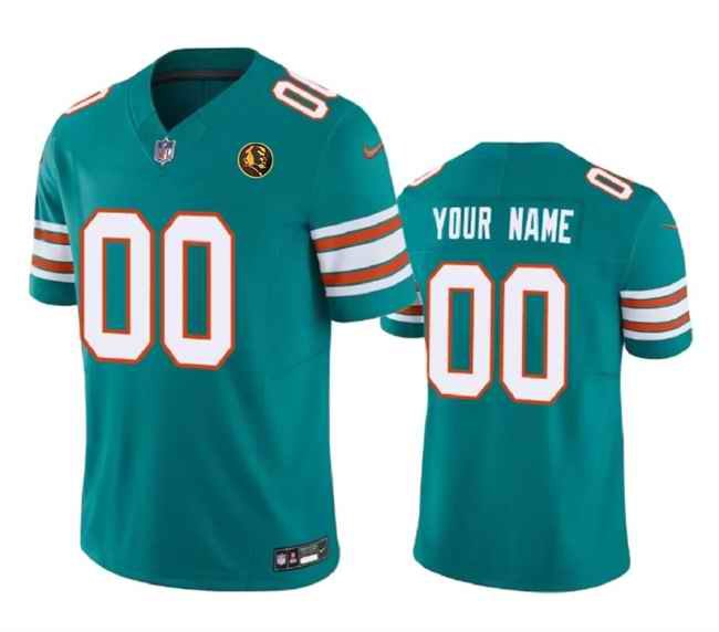 Men's Miami Dolphins Active Player Custom Aqua 2023 F.U.S.E. Alternate With John Madden Patch Vapor Limited Stitched Football Jersey