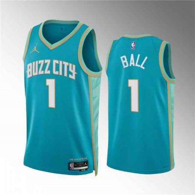 Men's Charlotte Hornets #1 LaMelo Ball Teal 2023/24 City Edition Stitched Basketball Jersey