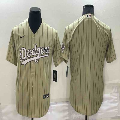 Men's Los Angeles Dodgers Blank Cream Cool Base Stitched Jersey