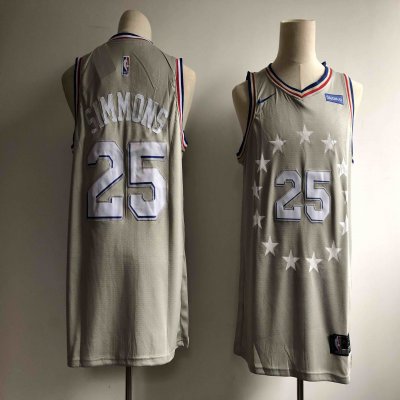 Men's Philadelphia 76ers #25 Ben Simmons Gray 2018/19 City Edition Swingman Stitched NBA Jersey