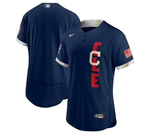 Men's Cleveland Indians Blank 2021 Navy All-Star Flex Base Stitched MLB Jersey