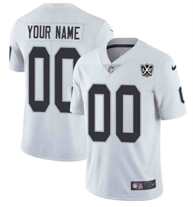 Men's Las Vegas Raiders Active Player Custom White 2024 65th Anniversary Patch Vapor Stitched Football Jersey