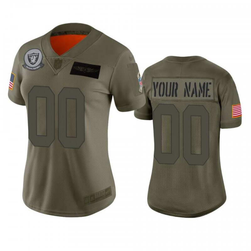 Women's Oakland Raiders Customized 2019 Camo Salute To Service NFL Stitched Limited Jersey(Run Small'