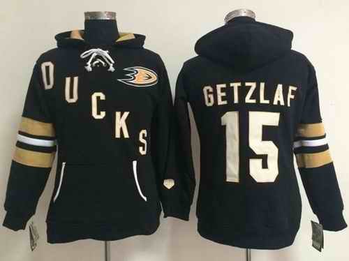 Anaheim Ducks #15 Ryan Getzlaf Black Women's Old Time Heidi NHL Hoodie