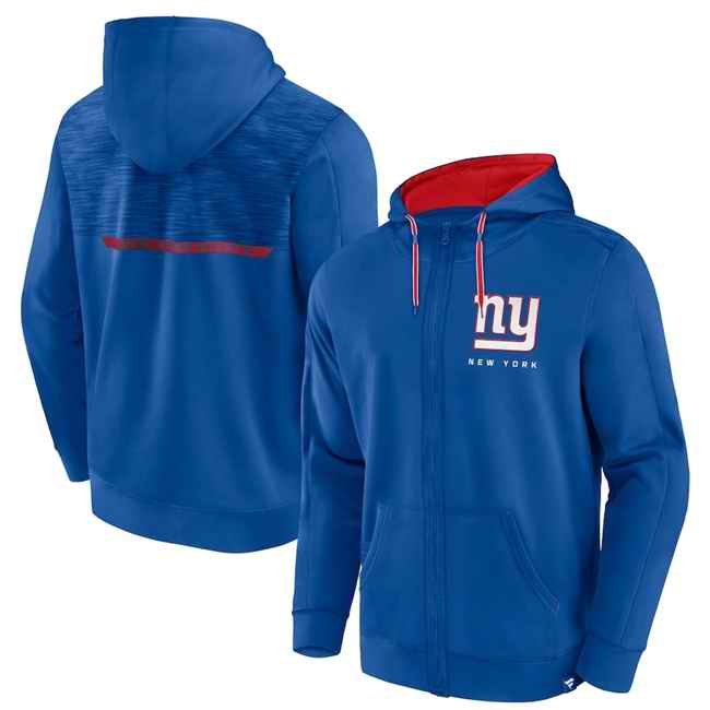 Men's New York Giants Blue Defender Evo Full-Zip Hoodie