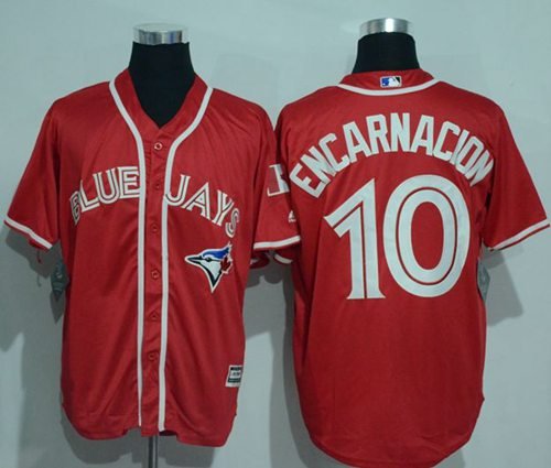 Blue Jays #10 Edwin Encarnacion Red New Cool Base Canada Day Stitched MLB Jersey