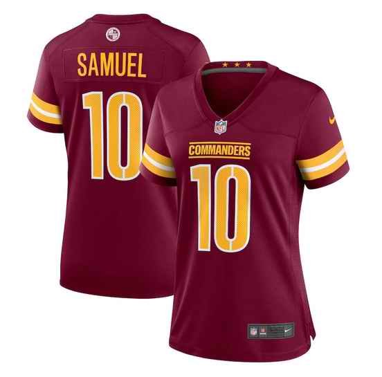 Women's Washington Commanders #10 Curtis Samuel 2022 Burgundy Game Stitched Jersey(Run Small)