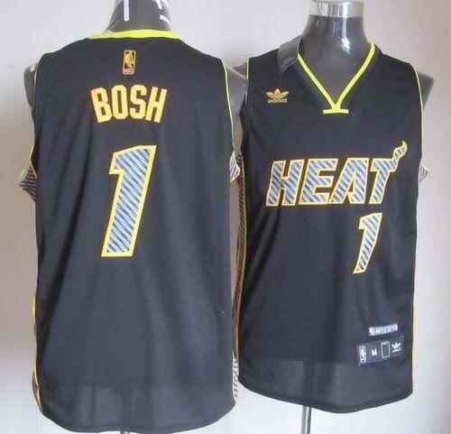 Heat #1 Chris Bosh Black Electricity Fashion Stitched NBA Jersey