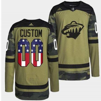 Men's Minnesota Wild Custom Camo Military Appreciation Night Stitched Jersey